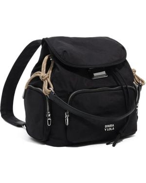 Bimba Y Lola Large Nylon Pocket Backpack - Black