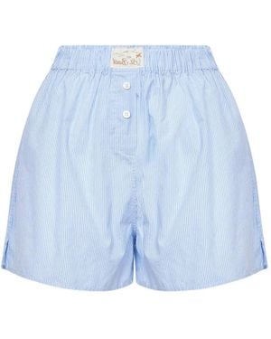 MC2 Saint Barth Striped-Pattern Shorts - Blue