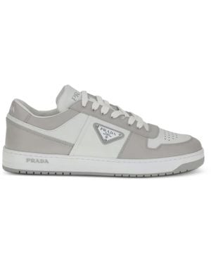Prada Baskets Downtown En Cuir - Blanc