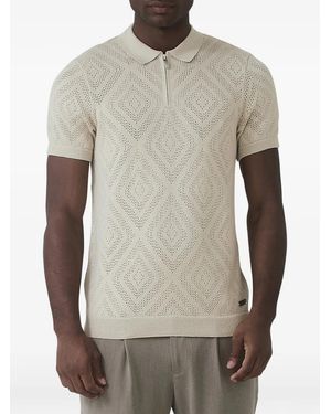 Mauvais Chalbi Diamond-Pointelle Zip-Up Polo Shirt - Grey