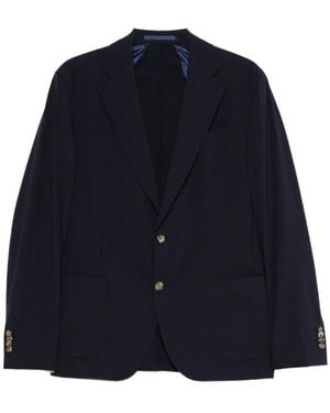 Sand Single-Breasted Patch-Pocket Blazer - Blue