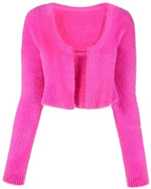 Jacquemus La Maille Logo-Charm Cropped Cardigan - Pink