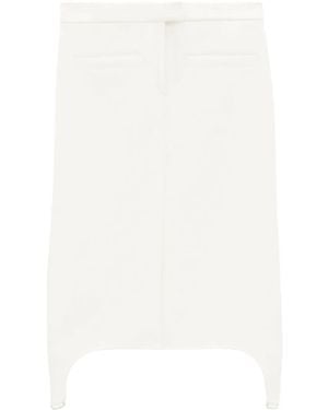 Courreges Twill Suspenders Midi Skirt - White
