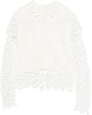 Isabel Marant Lace-Pattern Long-Sleeve Top - White