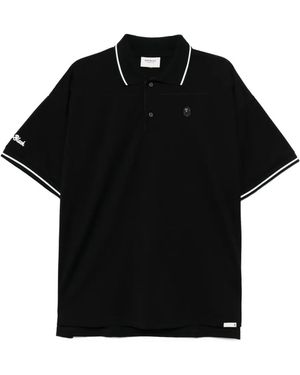 A Bathing Ape Logo-Embroidered Polo Shirt - Black