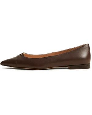 Twinset Leather Ballerina Flats With Logo - Brown