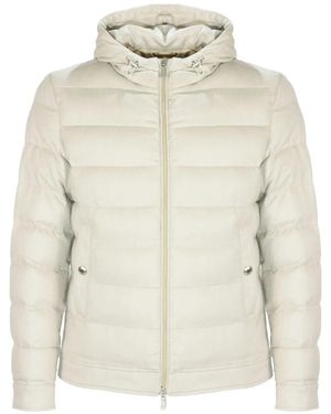 Eleventy Quilted Hooded Jacket - White