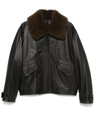 Lemaire Leather Padded Jacket - Black