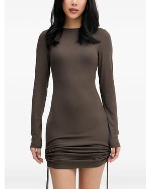 La Mania Faith Ribbed-Knit Mini Dress - Grey