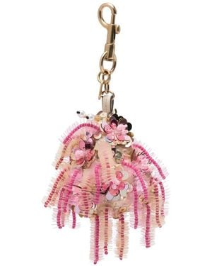Anya Hindmarch Sequin-Embellished Beaded Keyring - Pink