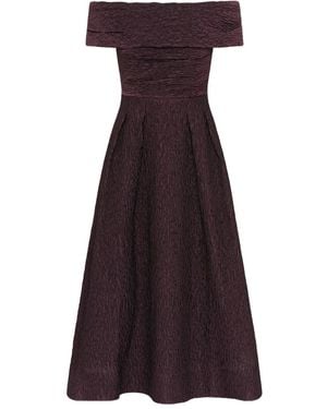 Rebecca Vallance Off-Shoulder Pleated Midi Dress - Purple