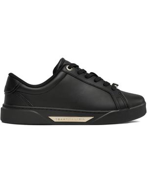 Tommy Hilfiger Baskets En Cuir À Logo Embossé - Noir