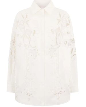 Valentino Garavani Floral-Lace Shirt - White