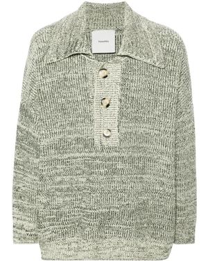 Nanushka Mélange Wool-Blend Polo Top - Green