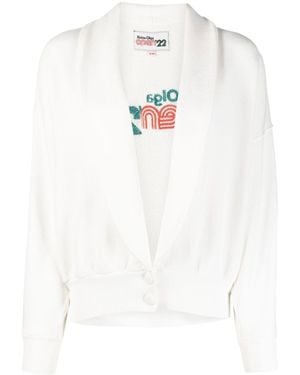 Reina Olga Farrah Logo-Embroidered Cardigan - White