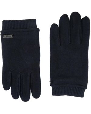 BOSS Ribbed Logo Gloves - Blue