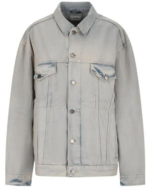 Haikure Clay Buttoned Denim Jacket - Grey