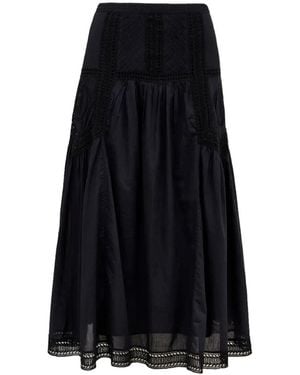 Ulla Johnson Alice Crochet-Trim Midi Skirt - Black