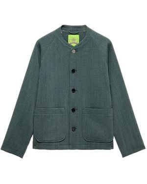 Shanghai Tang Herringbone Button Jacket - Green