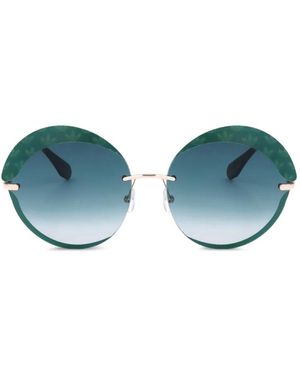 adidas Round-Frame Logo-Print Sunglasses - Blue