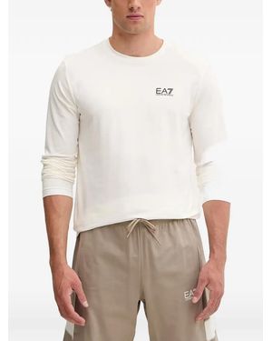 EA7 Logo-Print Long-Sleeve T-Shirt - White