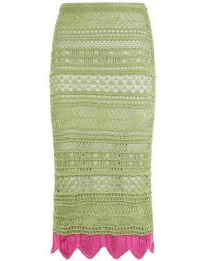 Roberto Cavalli Contrast-Detail Midi Skirt - Green