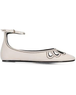 Isabel Marant Stud-Embellished Cutout Ballet Flats - White