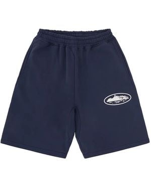 corteiz Bermudas con estampado Island Puff - Azul