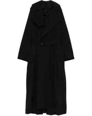 Carven Double-Breasted Belted Coat - Black