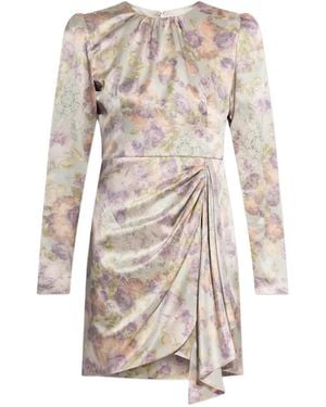 Alessandra Rich Floral Draped Dress - White
