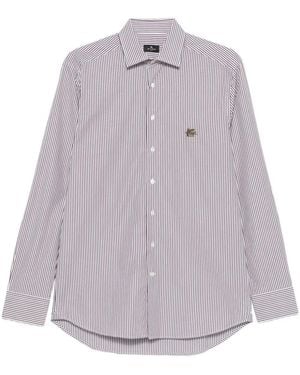 Etro Striped Embroidered-Logo Shirt - Purple