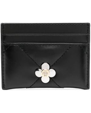 Tory Burch Kira Clover Diamond Quilt Cardholder - Black