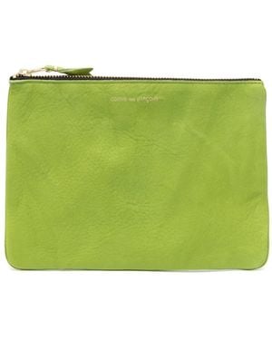 Comme des Garçons Washed Zip-Up Leather Pouch - Green