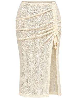 Banana Moon Selian Beachsoul Crochet-Knit Drawstring Midi Skirt - Natural