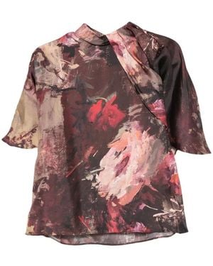 Antonio Marras Floral-Print Draped Blouse - Red