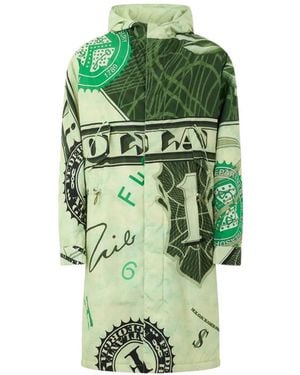 Moschino Banknote-Print Hooded Coat - Green