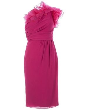 Giambattista Valli One Shoulder Ruffle Dress - Pink