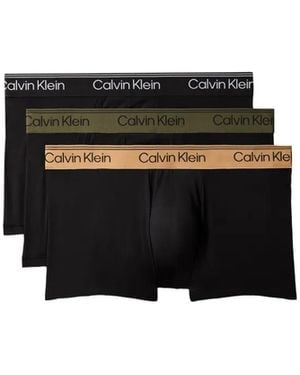 Calvin Klein Logo-Waistband Trunks (3 Pack) - Black