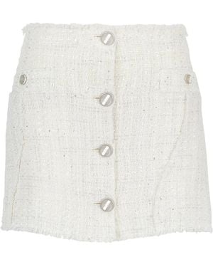 Gcds Minirock Aus Tweed - Weiß