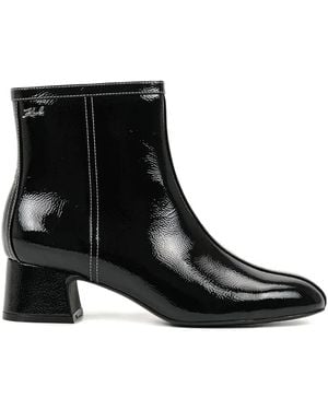 KARL LAGERFELD Patent-Leather Boots - Black