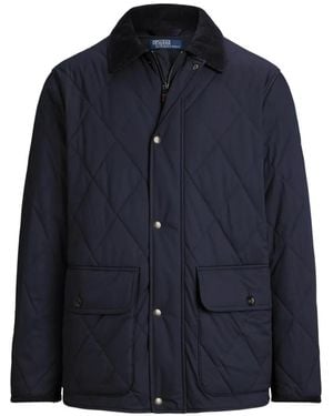 Polo Ralph Lauren Diamond-Quilted Corduroy-Collar Coat - Blue