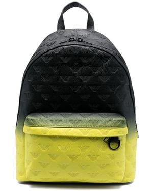 Emporio Armani Debossed-logo Leather Backpack - Yellow