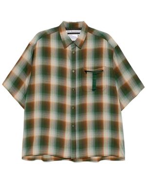 White Mountaineering Mid Gusset-Sleeved Checked T-Shirt - Green