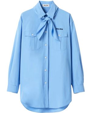 Miu Miu Popeline-Hemd mit Schaldetail - Blau