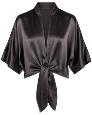 The Sei Tie-Front Dolman-Sleeve Blouse - Black