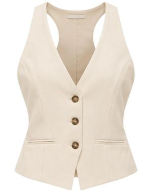 Blugirl Blumarine Lace-Trimmed Racer-Back Waistcoat - White