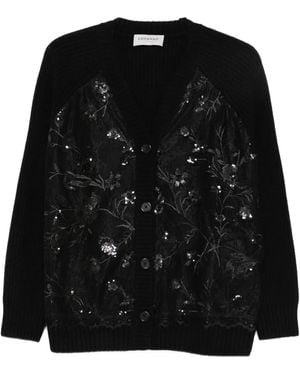 ERMANNO FIRENZE スパンコール カーディガン - ブラック