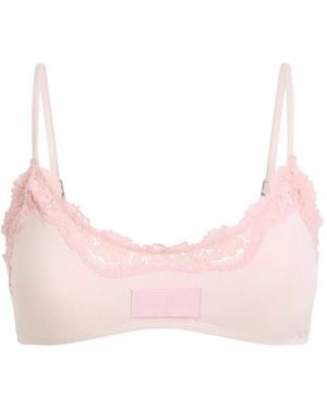 Moschino Lace-Trim Logo-Patch Bra - Pink