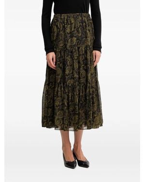 MICHAEL Michael Kors Paisley-Print Tiered Skirt - Black