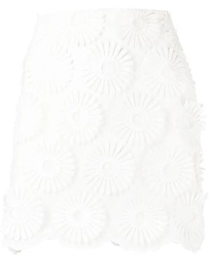 Elie Saab Floral-Embroidered Miniskirt - White